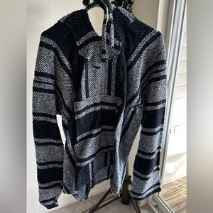 Blue and White Knitted Hoodie